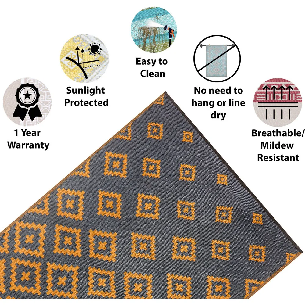 Bettina Outdoor Rug - Charcoal Grey, Recycled Plastic