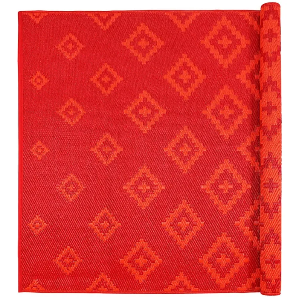 Bettina Outdoor Rug - Red, Recycled Plastic
