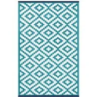 Nirvana Outdoor Rug 120 x 180cm - Teal Blue and White