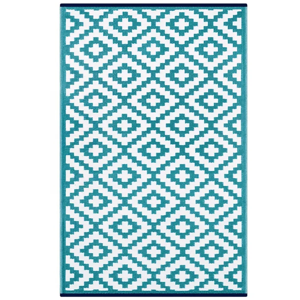 Nirvana Outdoor Rug 120 x 180cm - Teal Blue and White image