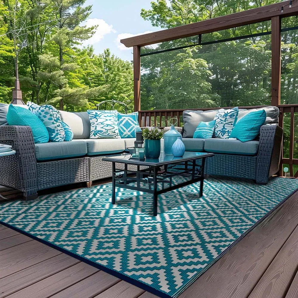 Nirvana Outdoor Rug - Teal Blue
