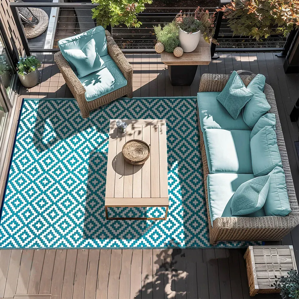 Nirvana Outdoor Rug - Teal Blue