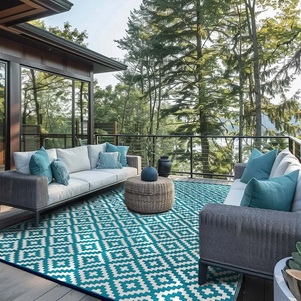Nirvana Outdoor Rug - Teal Blue