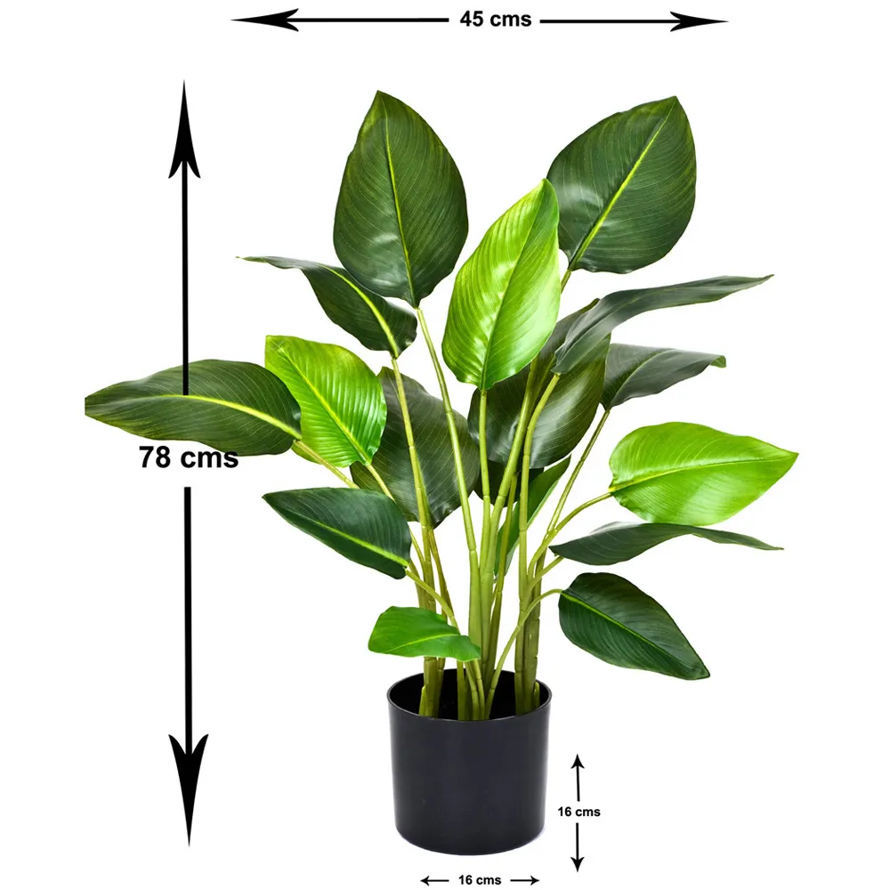 Artificial Bird of Paradise Plant in Plastic Pot - Green