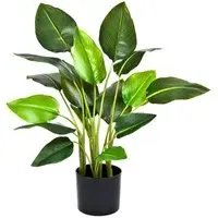 Artificial Bird of Paradise Plant in Plastic Pot - Green