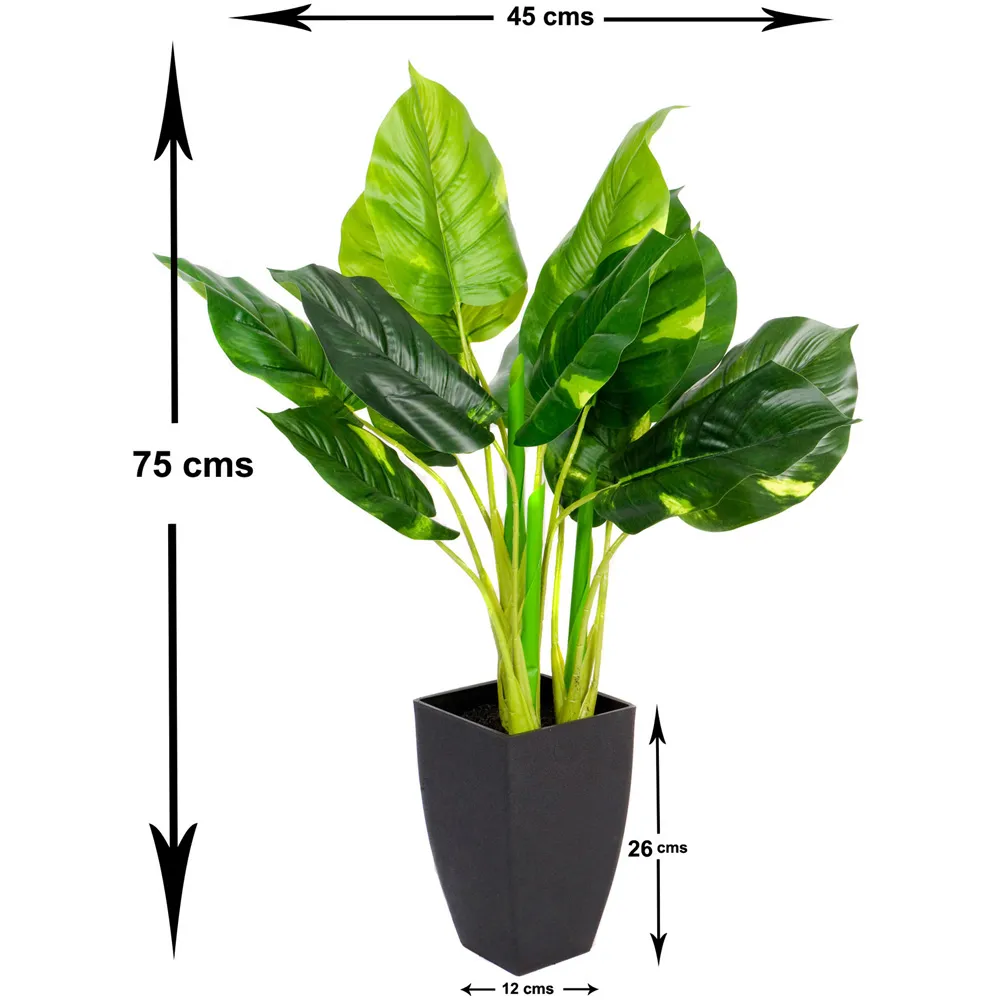 Artificial Indoor Pothos Plant in Black Pot - Green