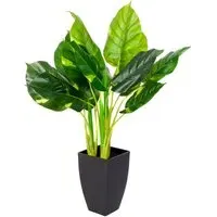 Artificial Indoor Pothos Plant in Black Pot - Green