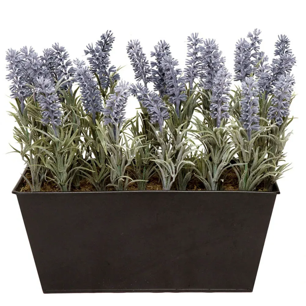 Artificial Lavender Plant in Black Window Box - Purple