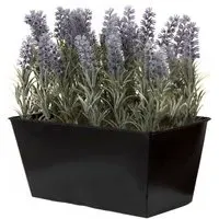 Artificial Lavender Plant in Black Window Box - Purple
