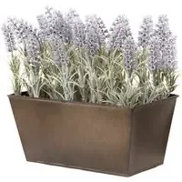 Artificial Lavender Plant in Rustic Window Box - Purple