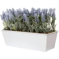 Artificial Lavender Plant in White Window Box - Purple