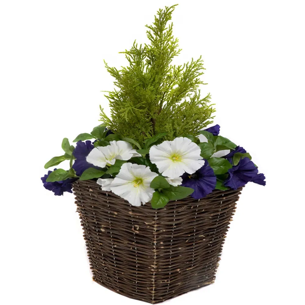 Artificial Petunias Dark Rattan Planters 60cm 2 Pack - Multi