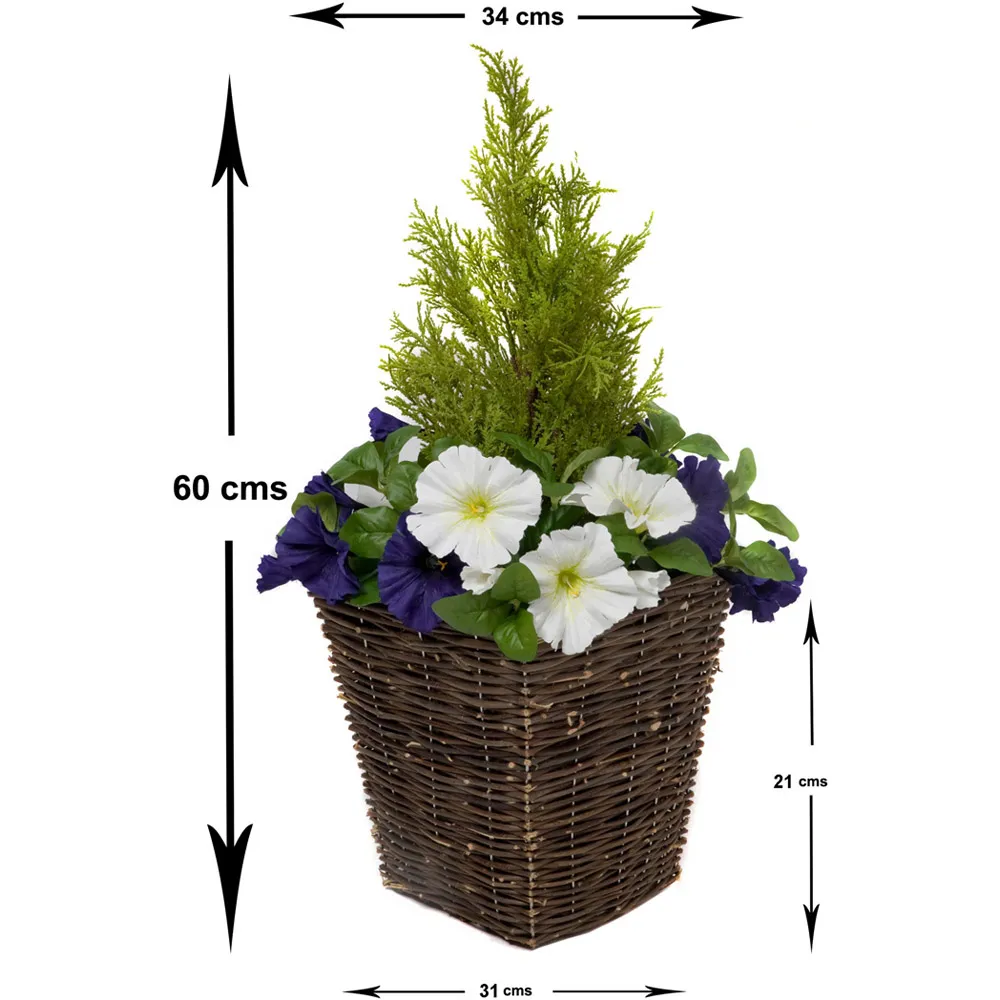 Artificial Petunias Dark Rattan Planters 60cm 2 Pack - Multi