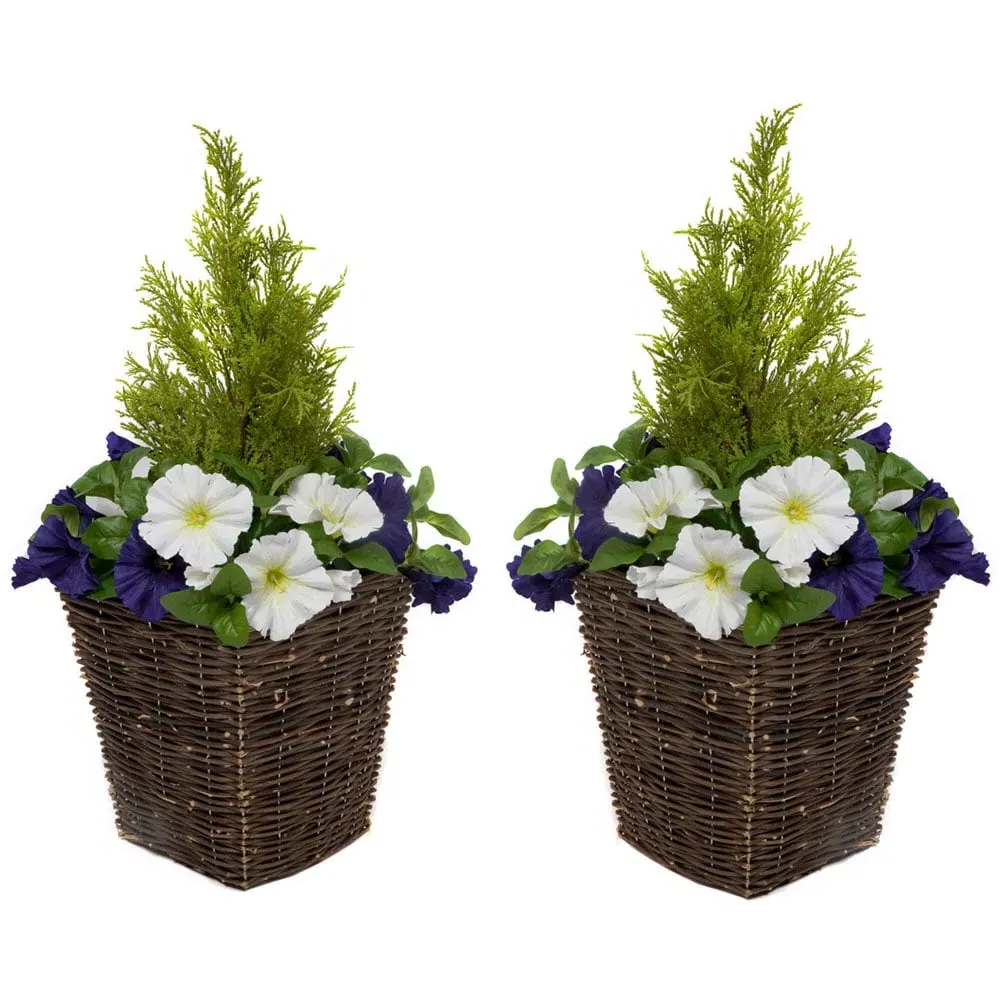 Artificial Petunias Dark Rattan Planters 60cm 2 Pack - Multi image