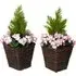Artificial Pink Geranium Planters - Multi, Rattan