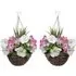 Artificial Round Hanging Plant Baskets 2 Pack - Pink, Rattan