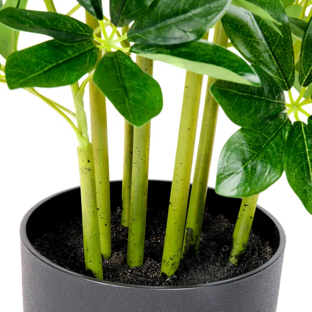 Artificial Schefflera Indoor Plant in Black Pot - Green