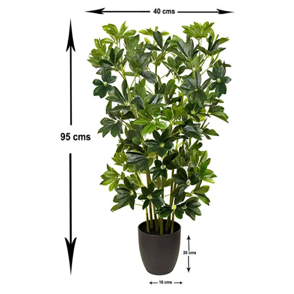 Artificial Schefflera Indoor Plant in Black Pot - Green