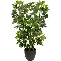 Artificial Schefflera Indoor Plant in Black Pot - Green