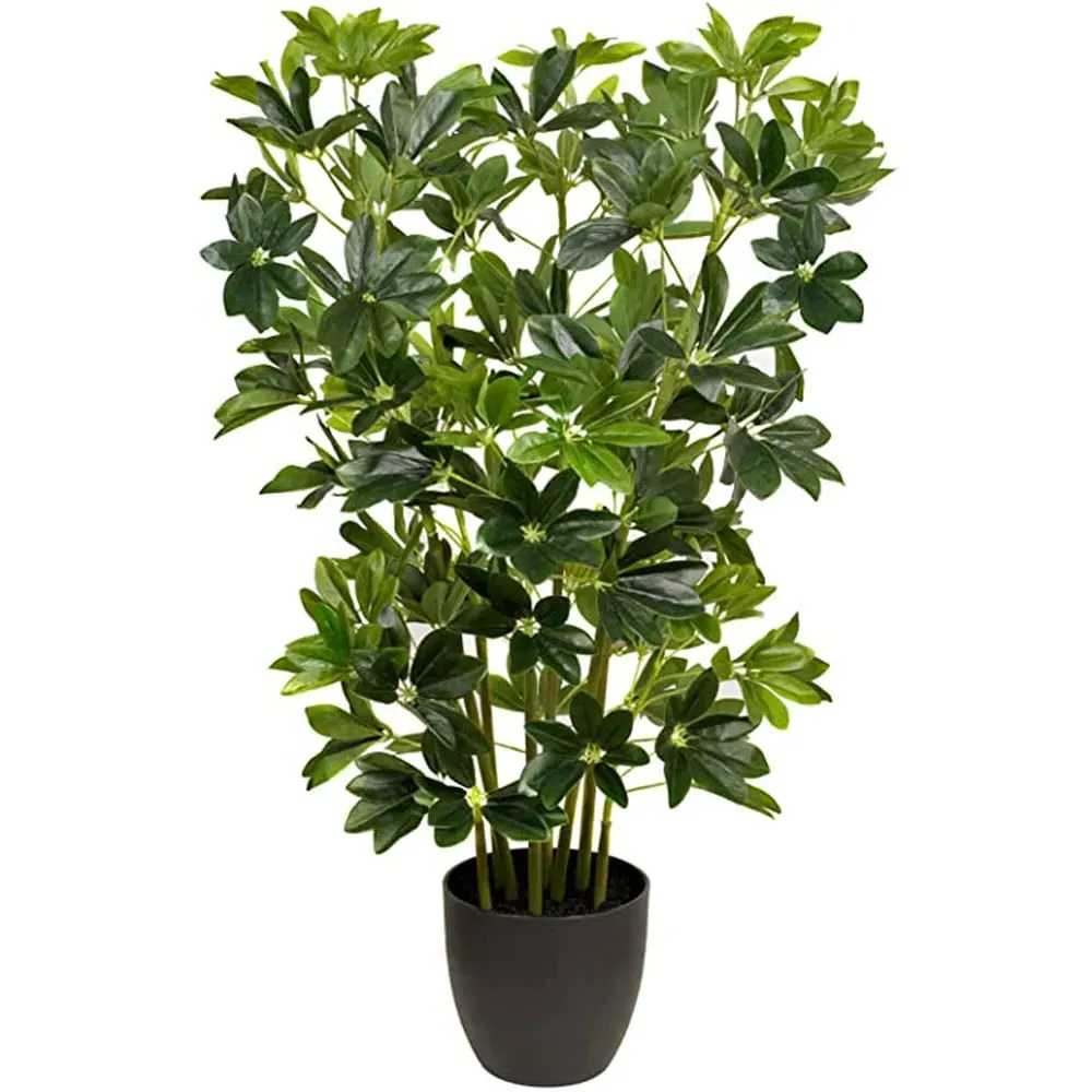 Artificial Schefflera Indoor Plant in Black Pot - Green
