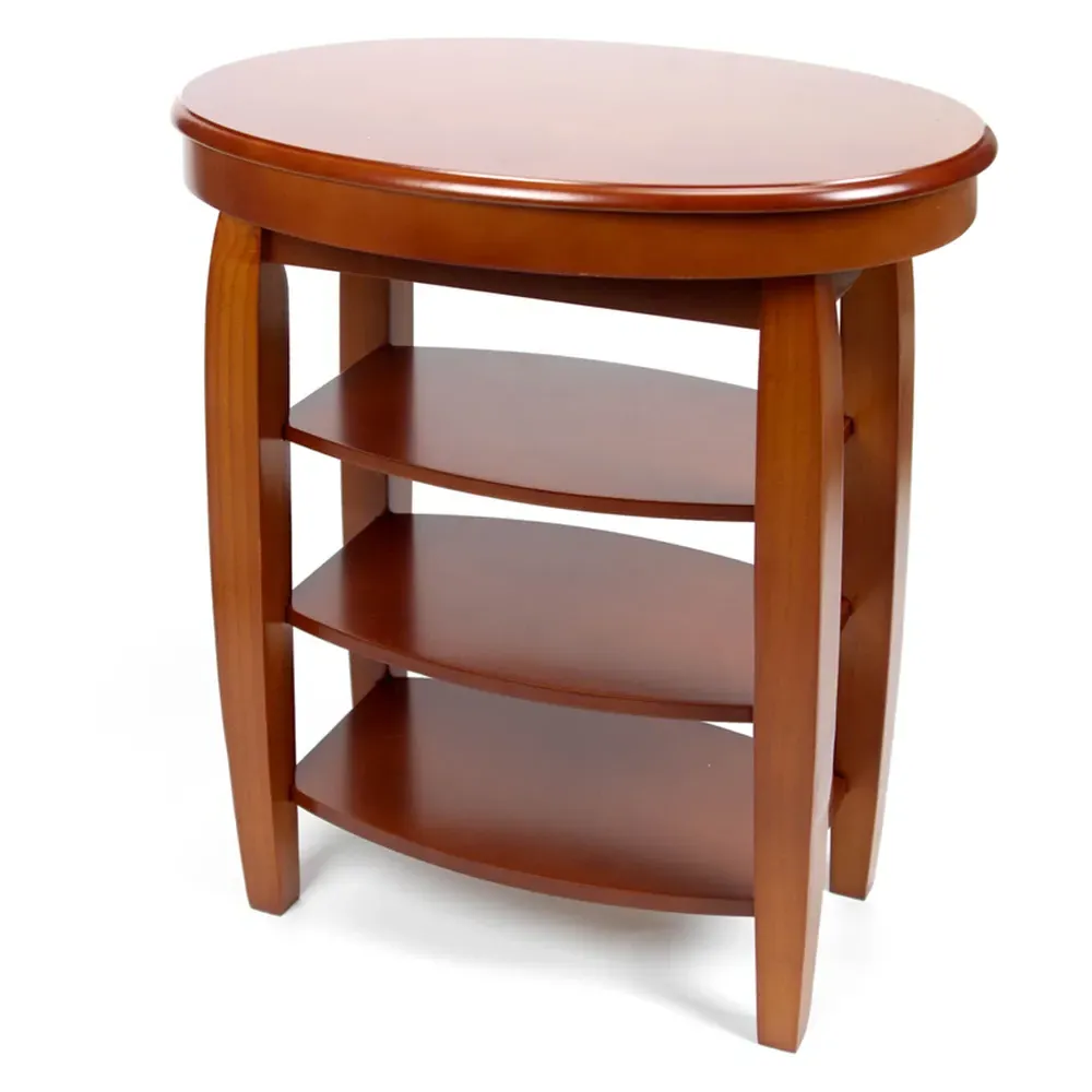 3 Shelf Swivel Top Side Table - Light Oak