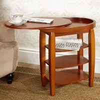 3 Shelf Swivel Top Side Table - Light Oak