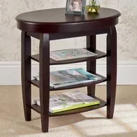 3 Shelf Swivel Top Side Table - Mahogany