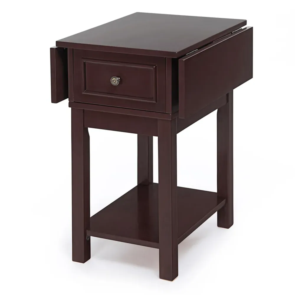 Drop Leaf Side Table with Drawer - Mahogany