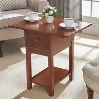 Drop Leaf Side Table with Drawer - Oak