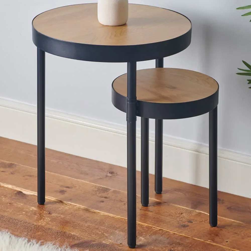 Duo Rotating Nesting Tables - Brown image