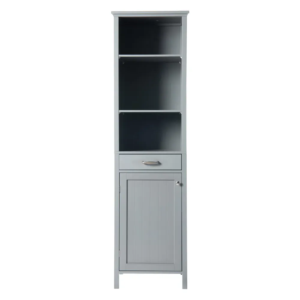 Tall Storage Cabinet with Drawer - Grey