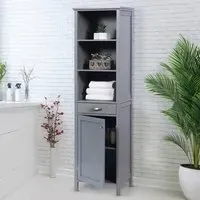 Tall Storage Cabinet with Drawer - Grey