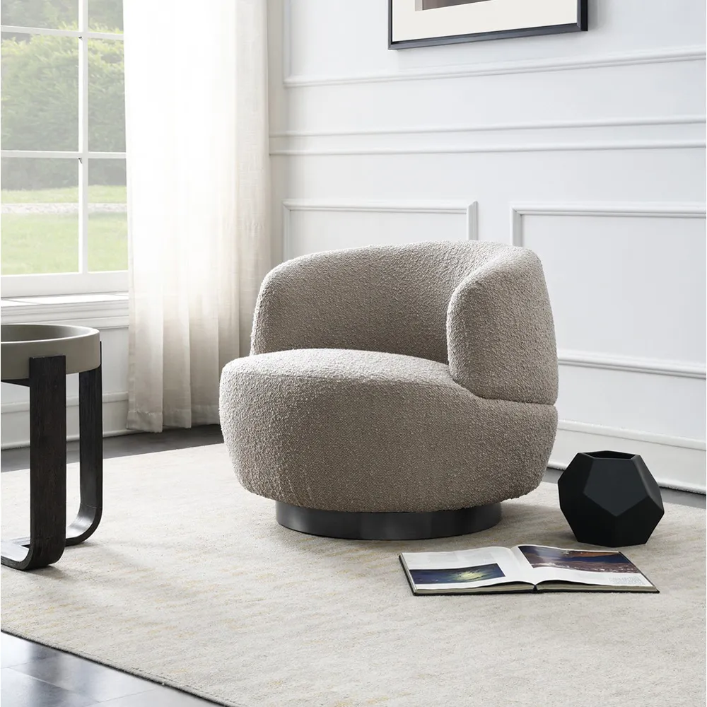 Swivel Accent Chair - Mink, Boucle