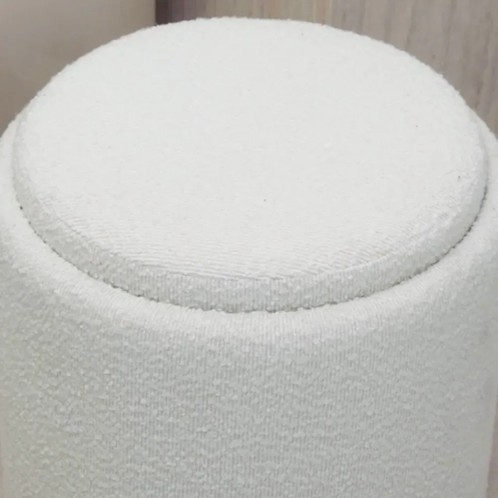 CARME Home Storage Stool with Tray - White, Bouclé