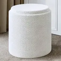 CARME Home Storage Stool with Tray - White, Bouclé