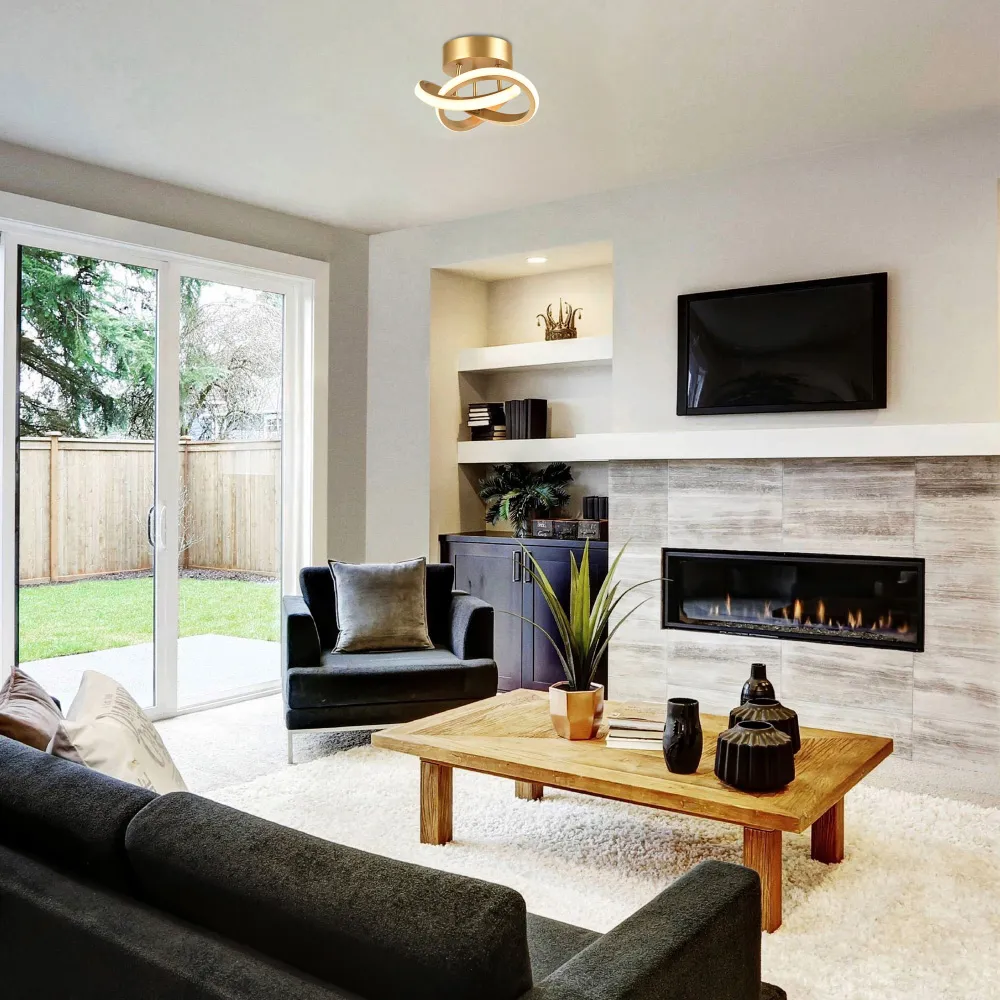 1253 Lumens LED Ceiling Light - Gold, Metal