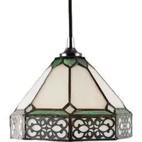1920s Shabby Pendant Light Shade - Green, Tiffany Glass