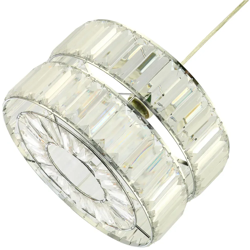2 Tier Pendant Shade with Clear Acrylic Prism - Silver
