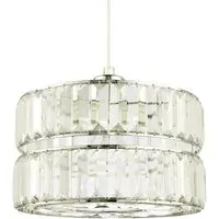 2 Tier Pendant Shade with Clear Acrylic Prism - Silver