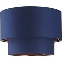 2 Tier Pendant Shade with Copper Inner - Blue, Cotton