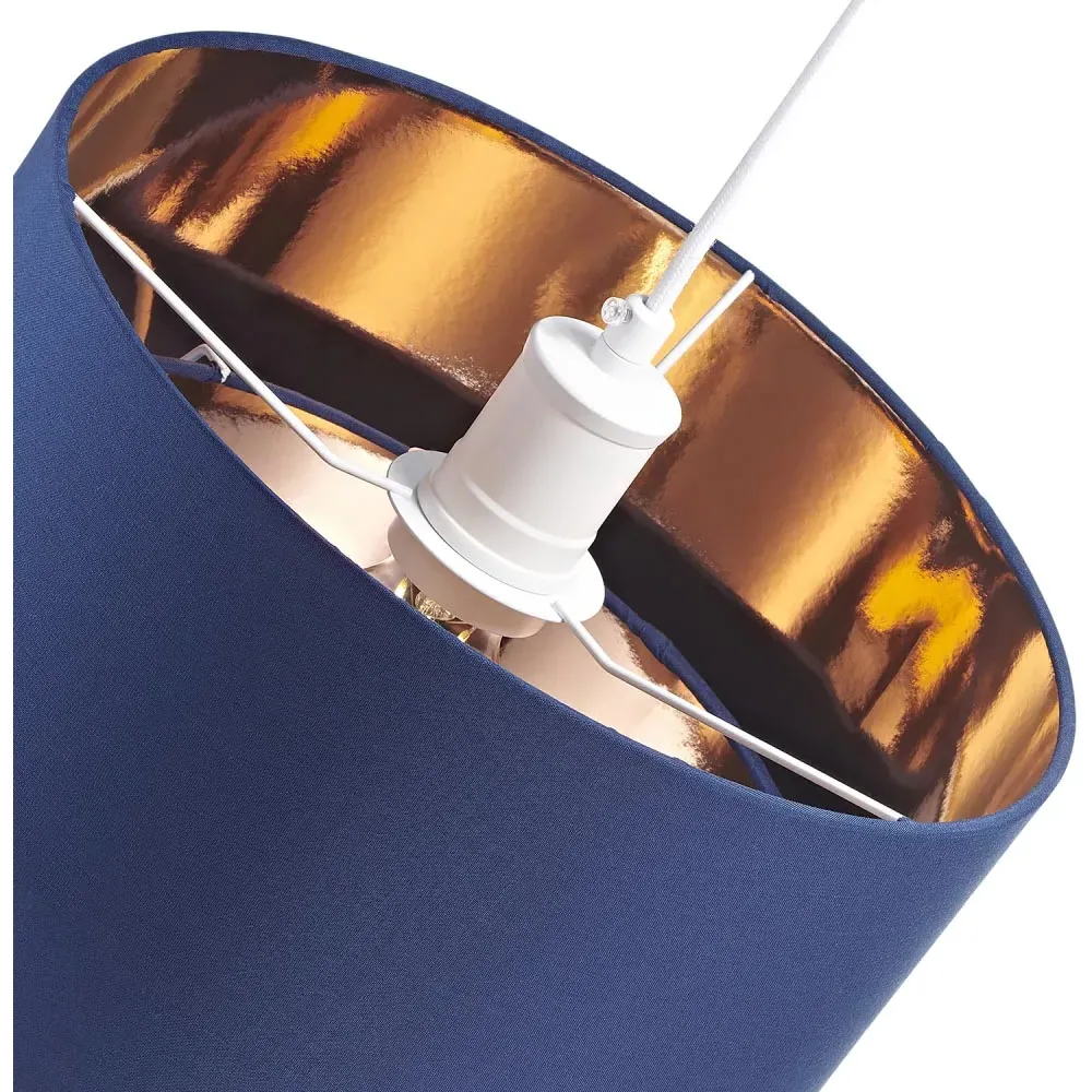 2 Tier Pendant Shade with Copper Inner - Blue, Cotton