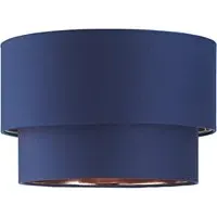 2 Tier Pendant Shade with Copper Inner - Blue, Cotton