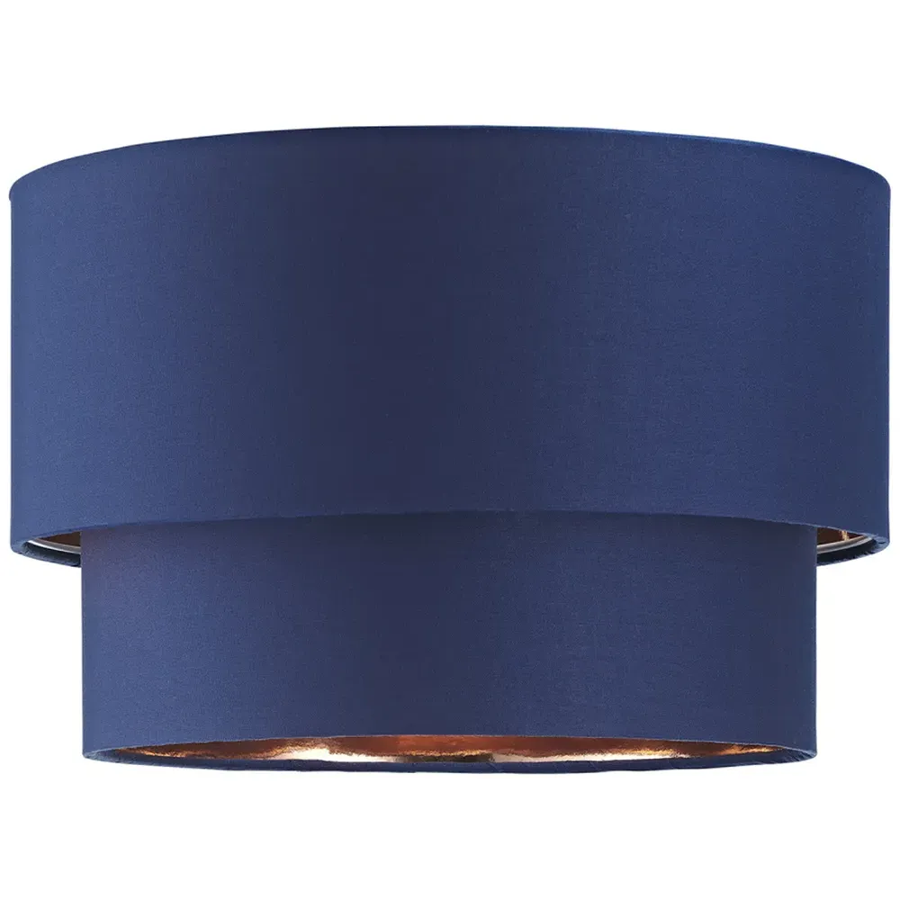 2 Tier Pendant Shade with Copper Inner - Blue, Cotton image