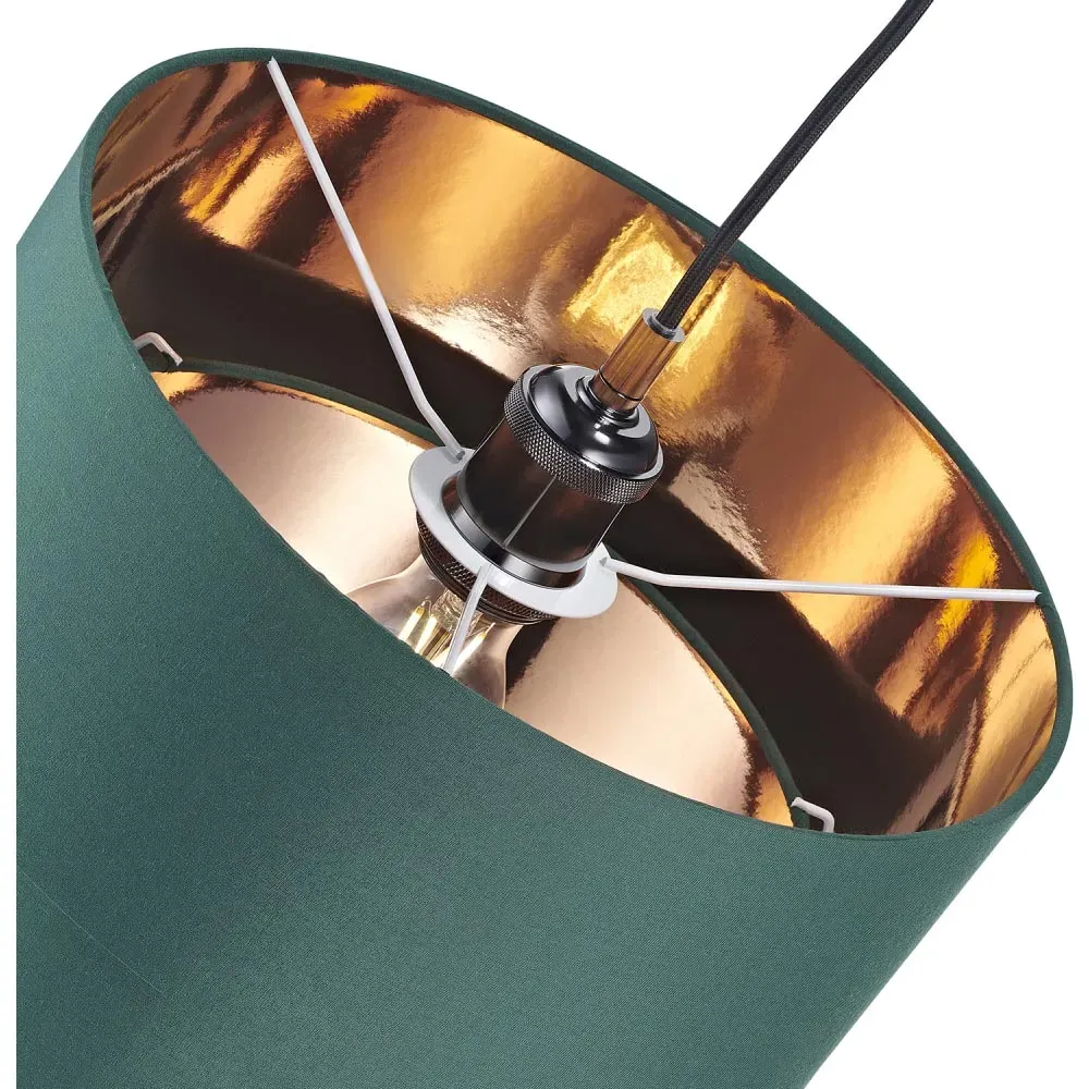 2 Tier Pendant Shade with Copper Inner - Green, Cotton