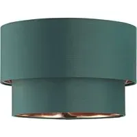 2 Tier Pendant Shade with Copper Inner - Green, Cotton