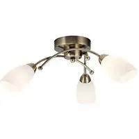 3 Arm Ceiling Light with Glass Diffuser - Gold, Brass