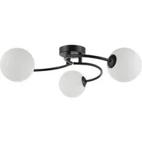 3 Arm Ceiling Light with Swirl Glass Spheres - Black