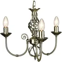 3 Arm Twist Knot Pendant Light - Antique Brass