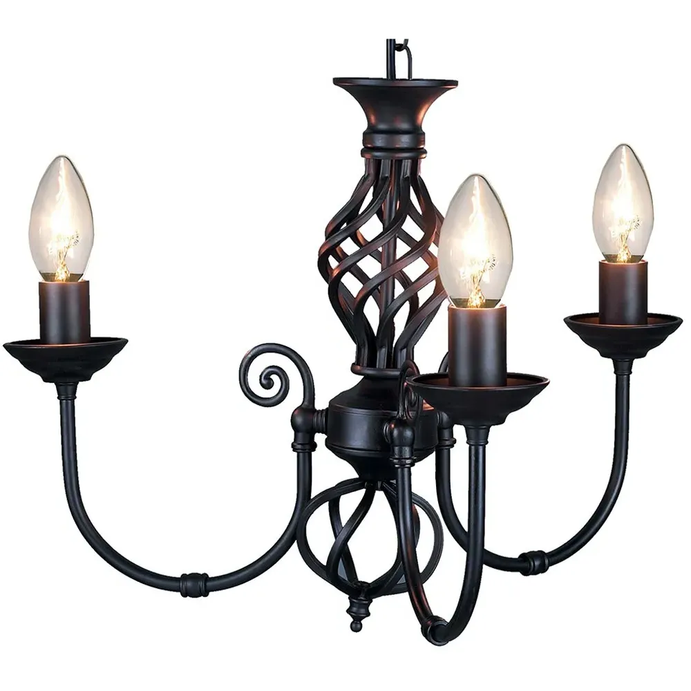 3 Arm Twist Knot Pendant Light - Black image