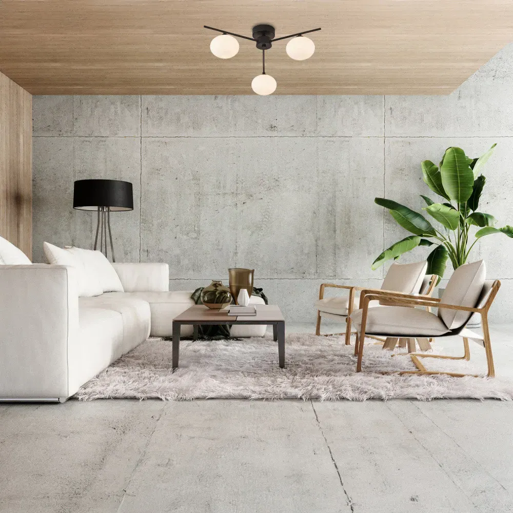 3 Branch Ceiling Light Fitting - Black